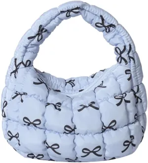Quilted Puffer Tote Bag Mini Handbag Puffer Puff Bag Puffy Nylon Bag Lightweight Carryall Bag Puffy Purses for Women
