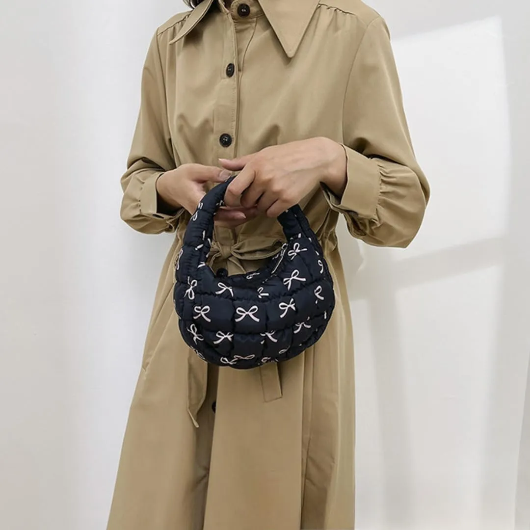 Quilted Puffer Tote Bag Mini Handbag Puffer Puff Bag Puffy Nylon Bag Lightweight Carryall Bag Puffy Purses for Women