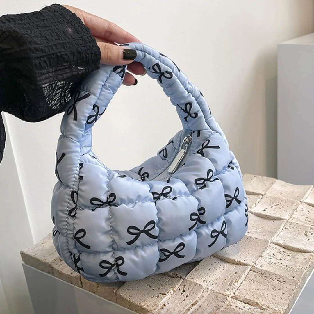Quilted Puffer Tote Bag Mini Handbag Puffer Puff Bag Puffy Nylon Bag Lightweight Carryall Bag Puffy Purses for Women