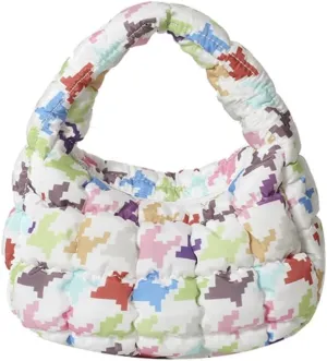 Quilted Puffer Tote Bag Mini Handbag Puffer Puff Bag Puffy Nylon Bag Lightweight Carryall Bag Puffy Purses for Women