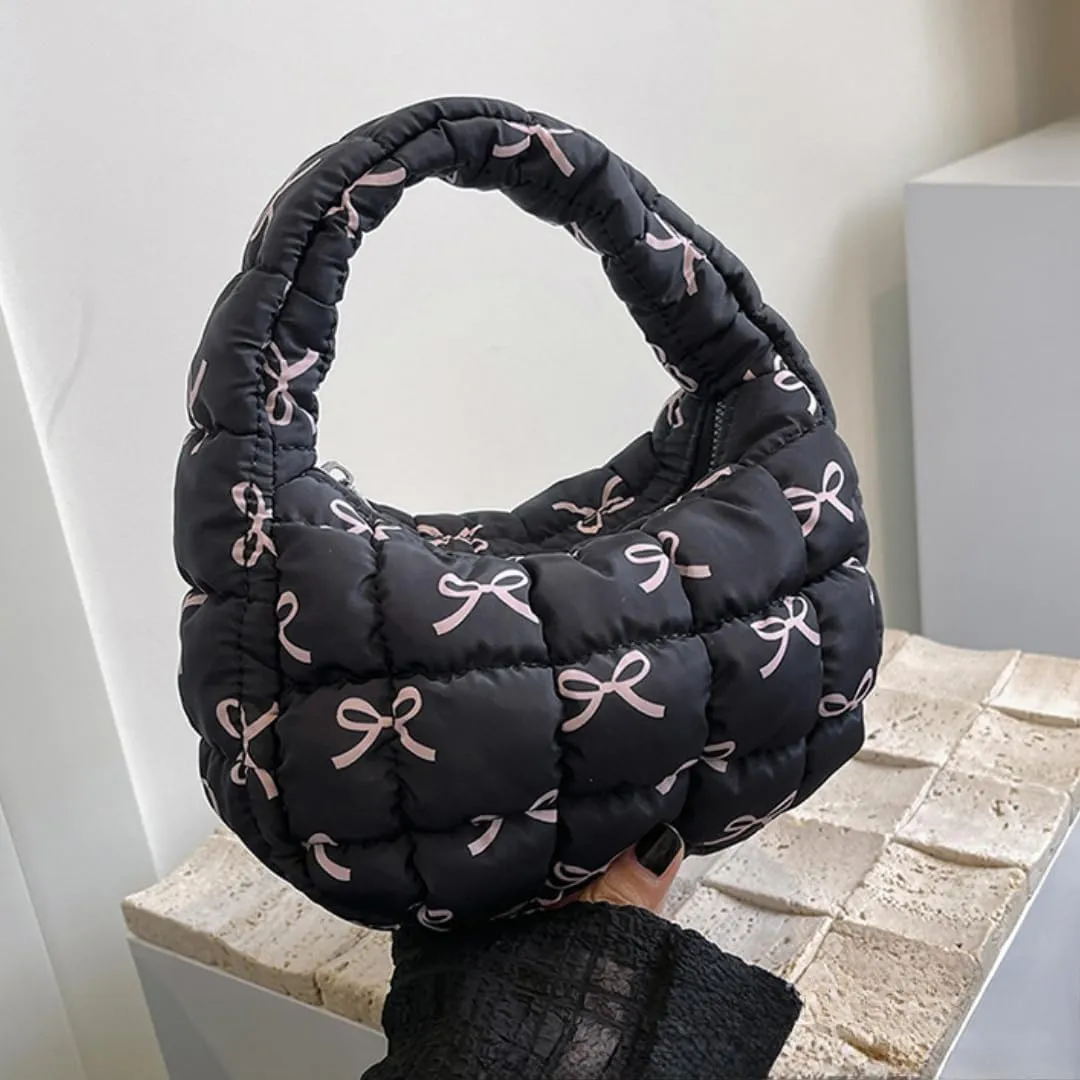 Quilted Puffer Tote Bag Mini Handbag Puffer Puff Bag Puffy Nylon Bag Lightweight Carryall Bag Puffy Purses for Women
