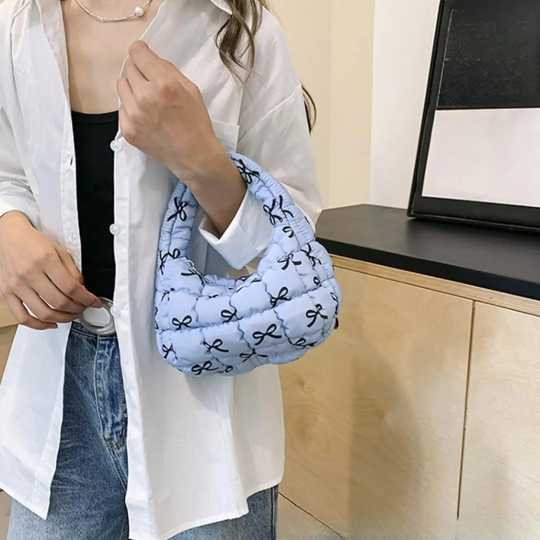 Quilted Puffer Tote Bag Mini Handbag Puffer Puff Bag Puffy Nylon Bag Lightweight Carryall Bag Puffy Purses for Women