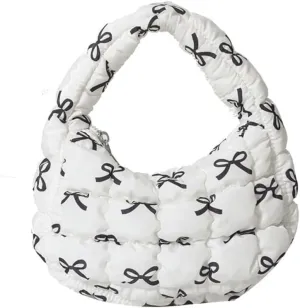 Quilted Puffer Tote Bag Mini Handbag Puffer Puff Bag Puffy Nylon Bag Lightweight Carryall Bag Puffy Purses for Women