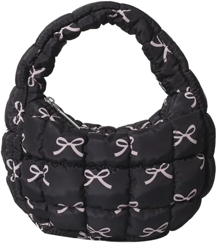 Quilted Puffer Tote Bag Mini Handbag Puffer Puff Bag Puffy Nylon Bag Lightweight Carryall Bag Puffy Purses for Women