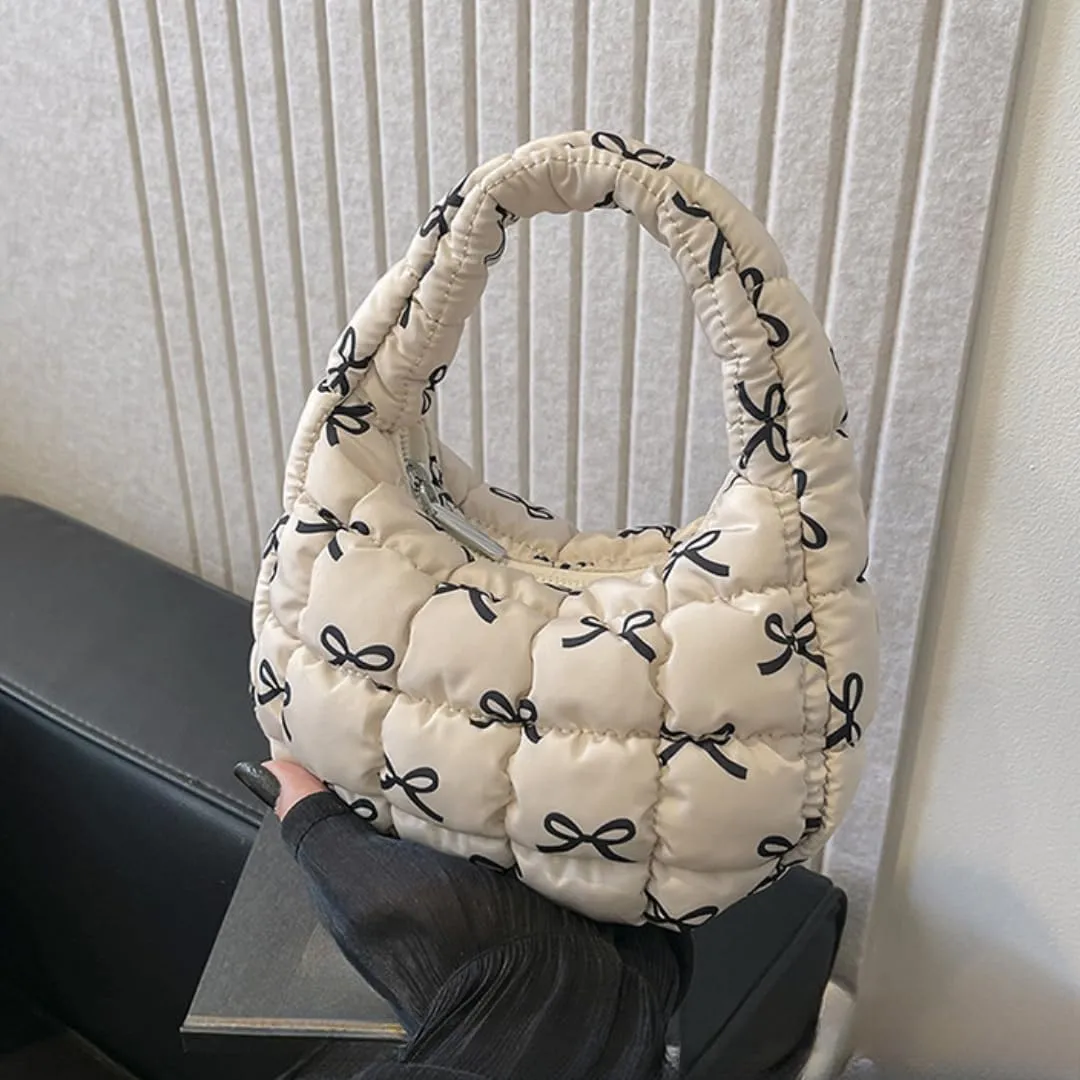 Quilted Puffer Tote Bag Mini Handbag Puffer Puff Bag Puffy Nylon Bag Lightweight Carryall Bag Puffy Purses for Women