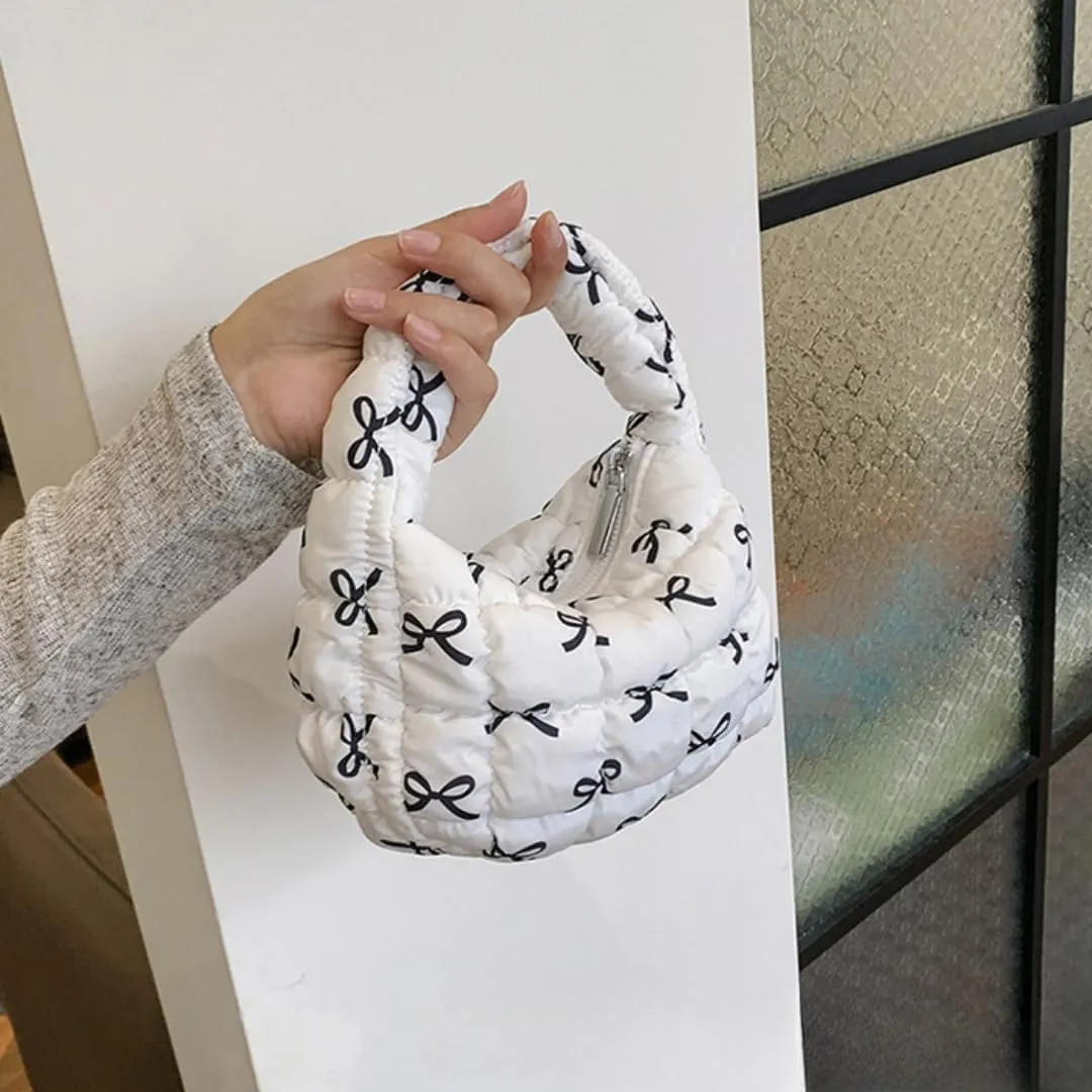 Quilted Puffer Tote Bag Mini Handbag Puffer Puff Bag Puffy Nylon Bag Lightweight Carryall Bag Puffy Purses for Women