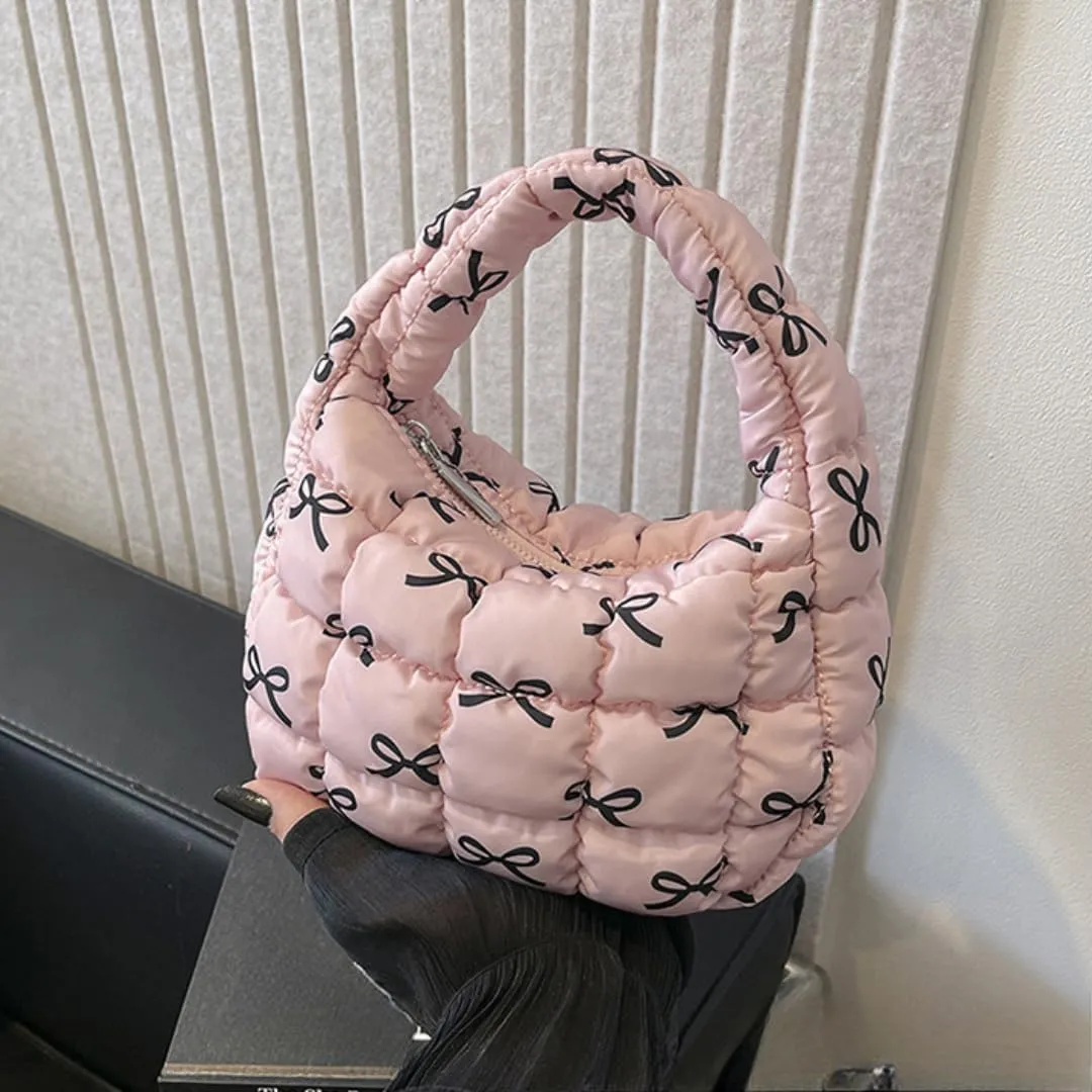 Quilted Puffer Tote Bag Mini Handbag Puffer Puff Bag Puffy Nylon Bag Lightweight Carryall Bag Puffy Purses for Women