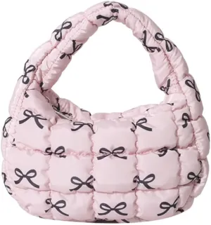 Quilted Puffer Tote Bag Mini Handbag Puffer Puff Bag Puffy Nylon Bag Lightweight Carryall Bag Puffy Purses for Women