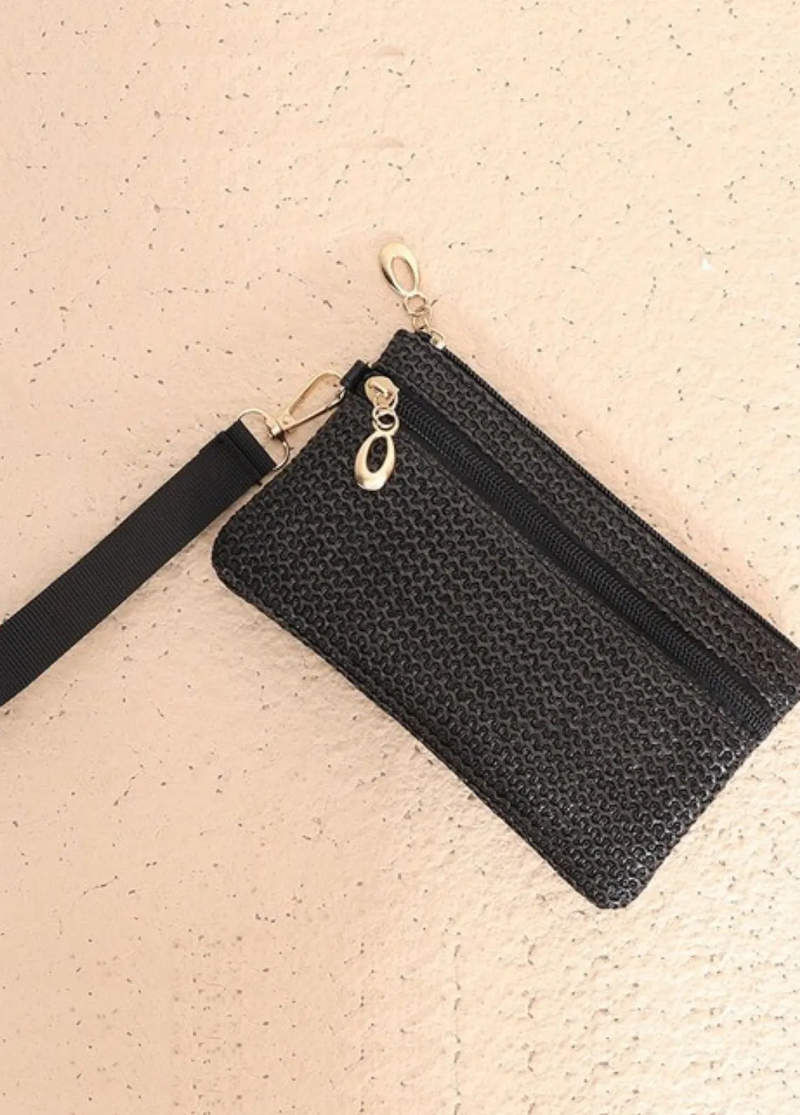 "Sugar Beach" (black) wristlet wallet bag