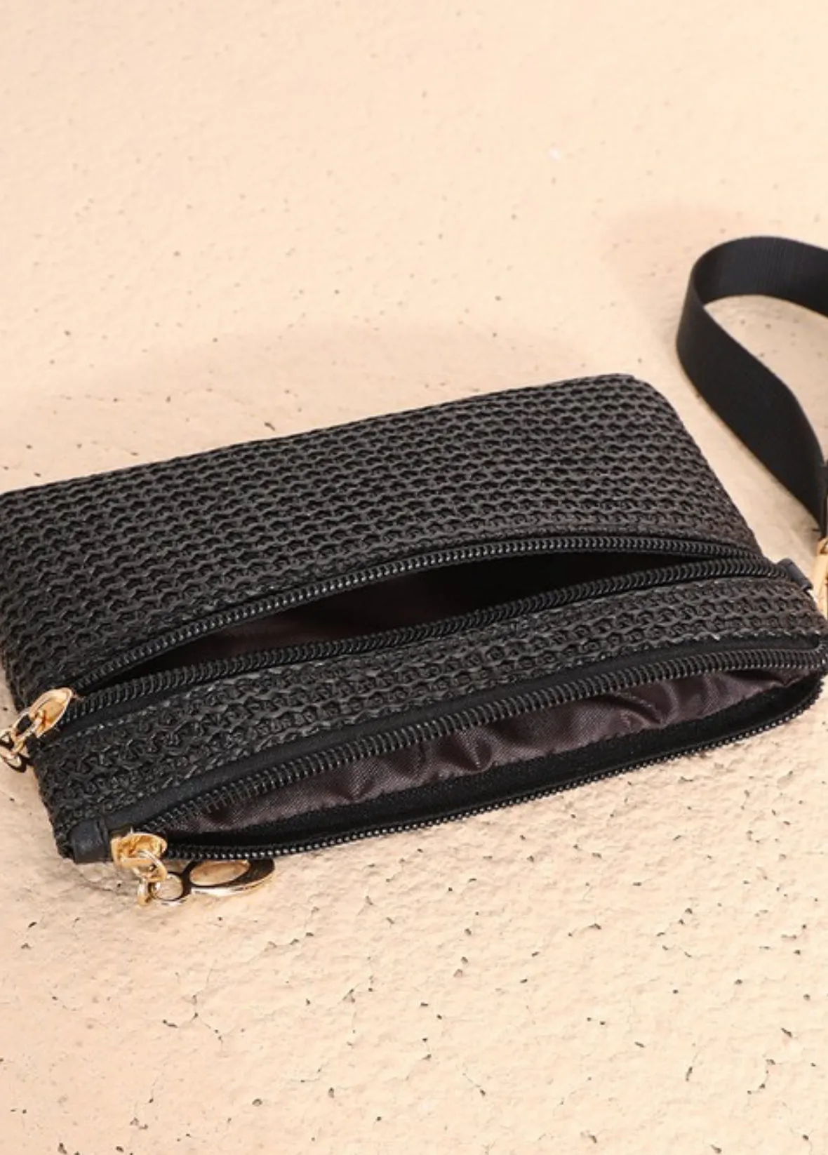 "Sugar Beach" (black) wristlet wallet bag