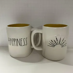 Rae Dunn HAPPINESS Mug - yellow inside - Ceramic