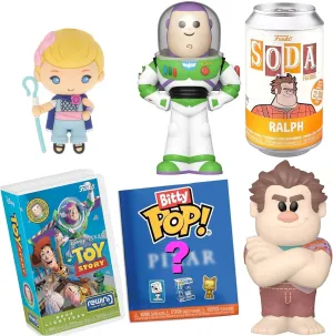 Ralph Pixar Wreck It Pop Disney Mini Figures Bundled with Soda Can Vinyl   Buzz Lightyear Retro Rewind   Bitty Pop! Blind Bag & Toy Story Character 4 Items