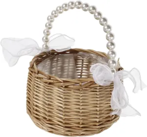 Rattan Tote Bag with Basket Handles Wicker Purses for Women Decorative Design