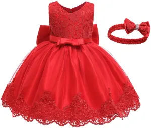 Red Birthday Graduation Dress for Girls,Lace Flower Girl Formal Christmas Dress 9-10 Years