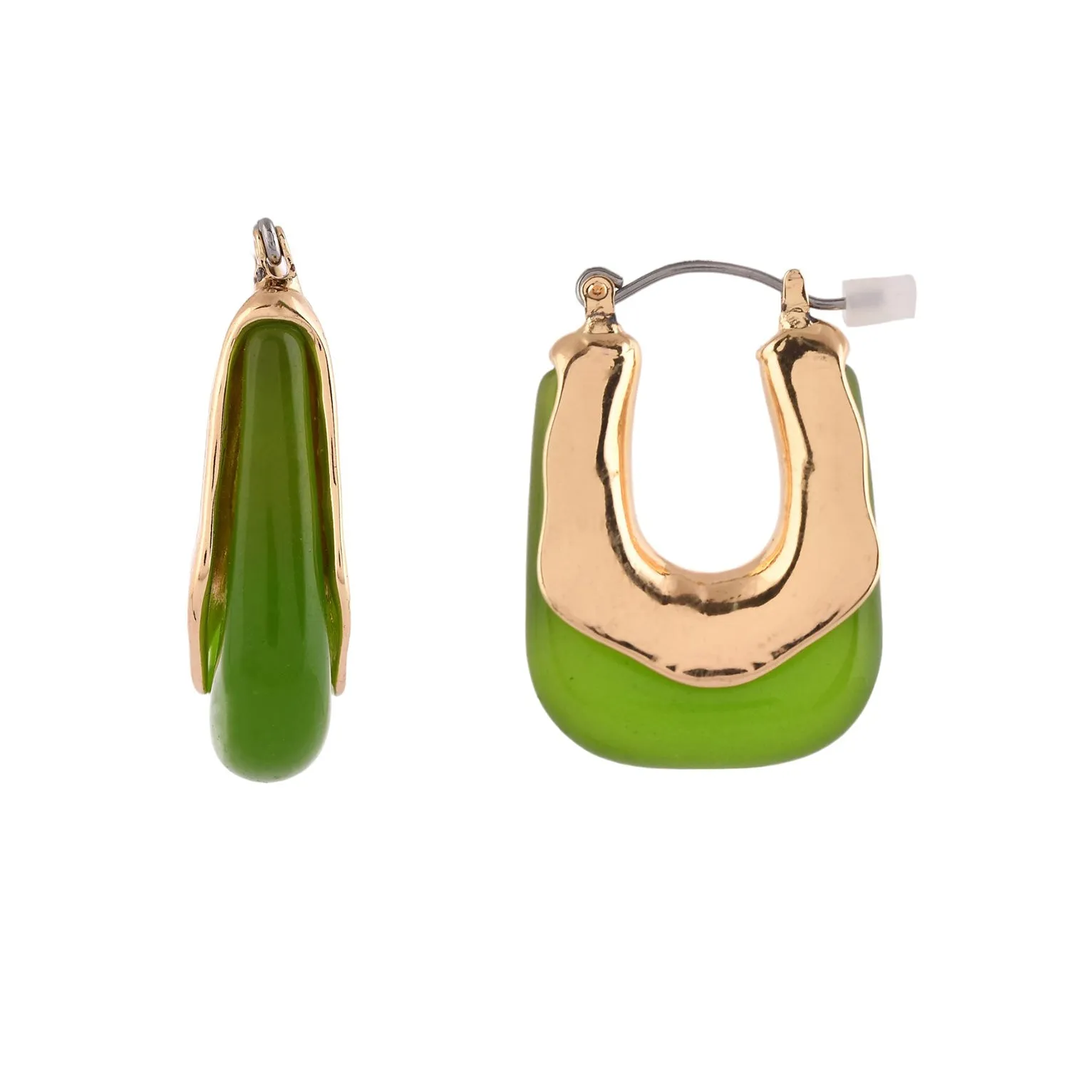 Resin Green Earthly Hoop Earrings