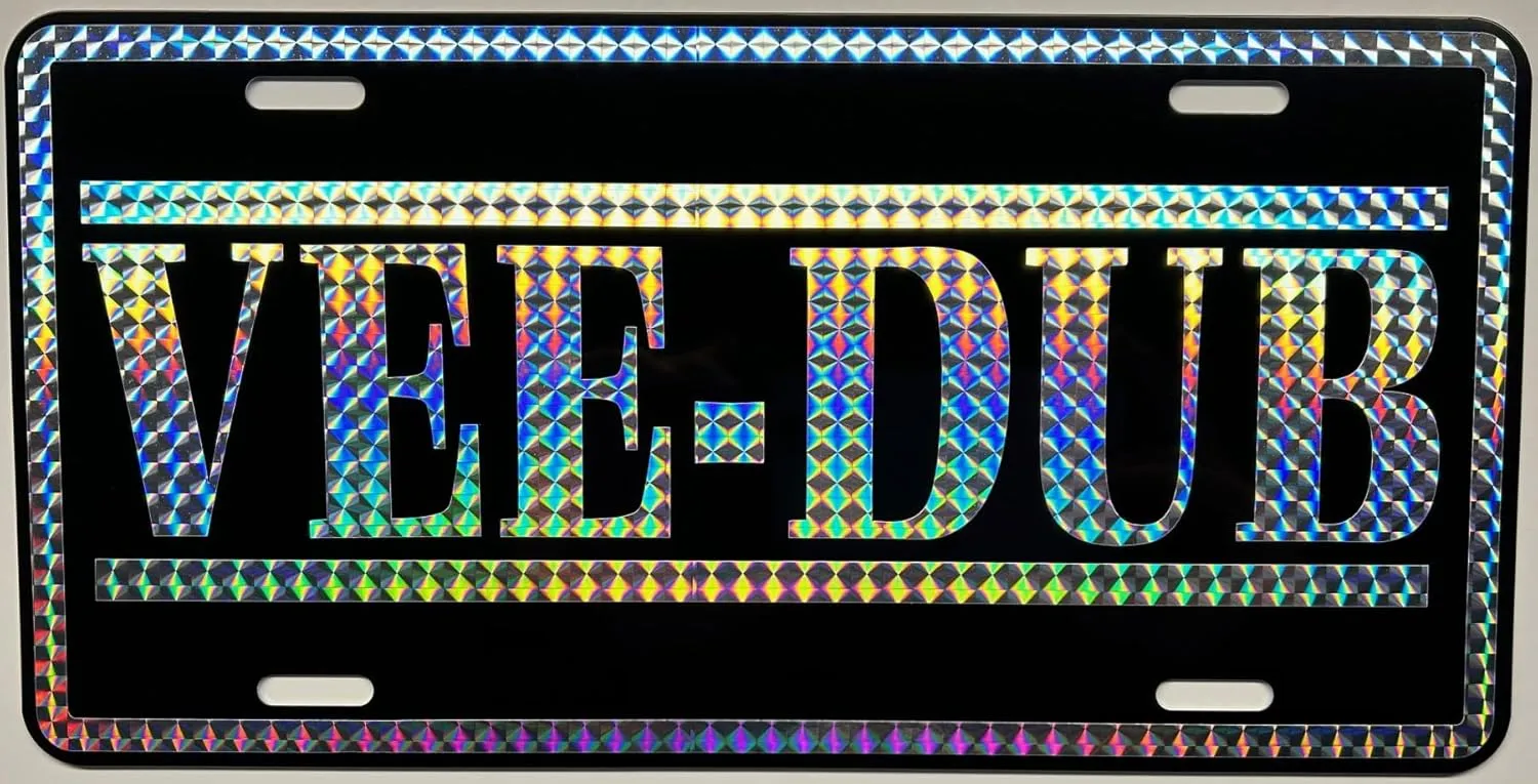 Retro 1970'S Prism VEE Dub Metal License Plate 6 X 12 TAG FITS VW Volkswagen Bug Beetle Baja Dune Buggy Race Dirt Sand Vintage CAR Collection Beach SURF Trip Shop Garage Wall Art Novelty Gift Sign