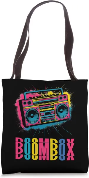 Retro Boombox 80s 90s Cassette Tape Streetwear Music Tote Bag