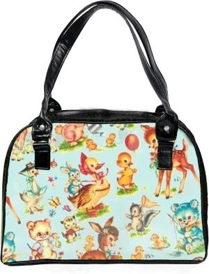 Retro Colorful, Large, Whimsical, Womens Handbag, Purse, Travel Bag, Satchel, Favorite Tote