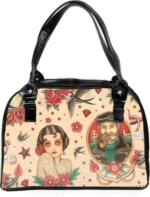 Retro Colorful, Large, Whimsical, Womens Handbag, Purse, Travel Bag, Satchel, Favorite Tote