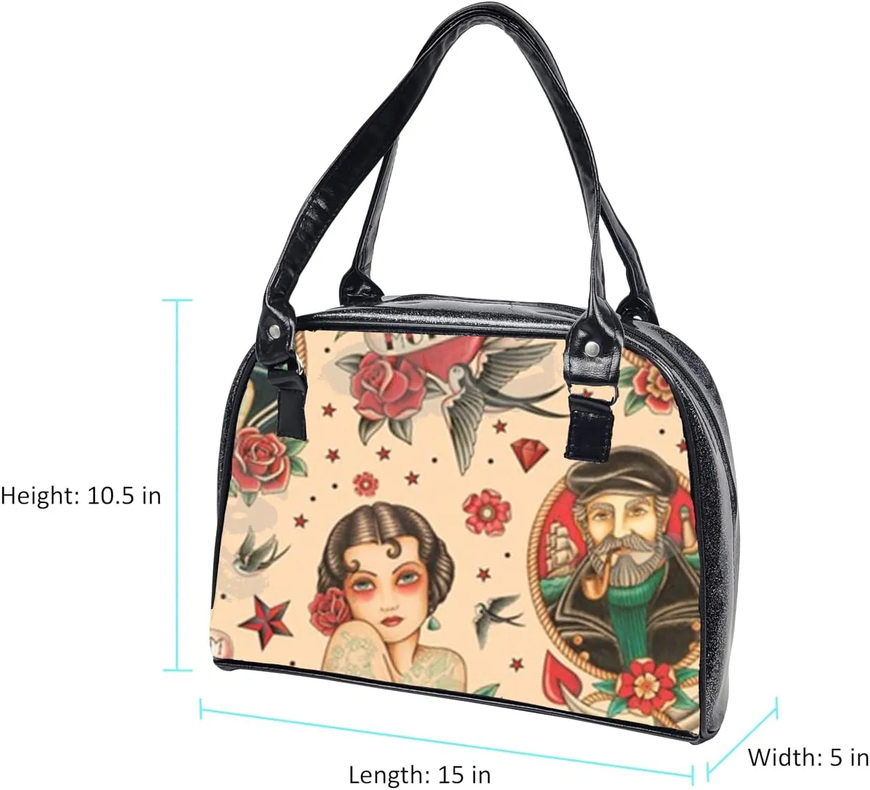 Retro Colorful, Large, Whimsical, Womens Handbag, Purse, Travel Bag, Satchel, Favorite Tote