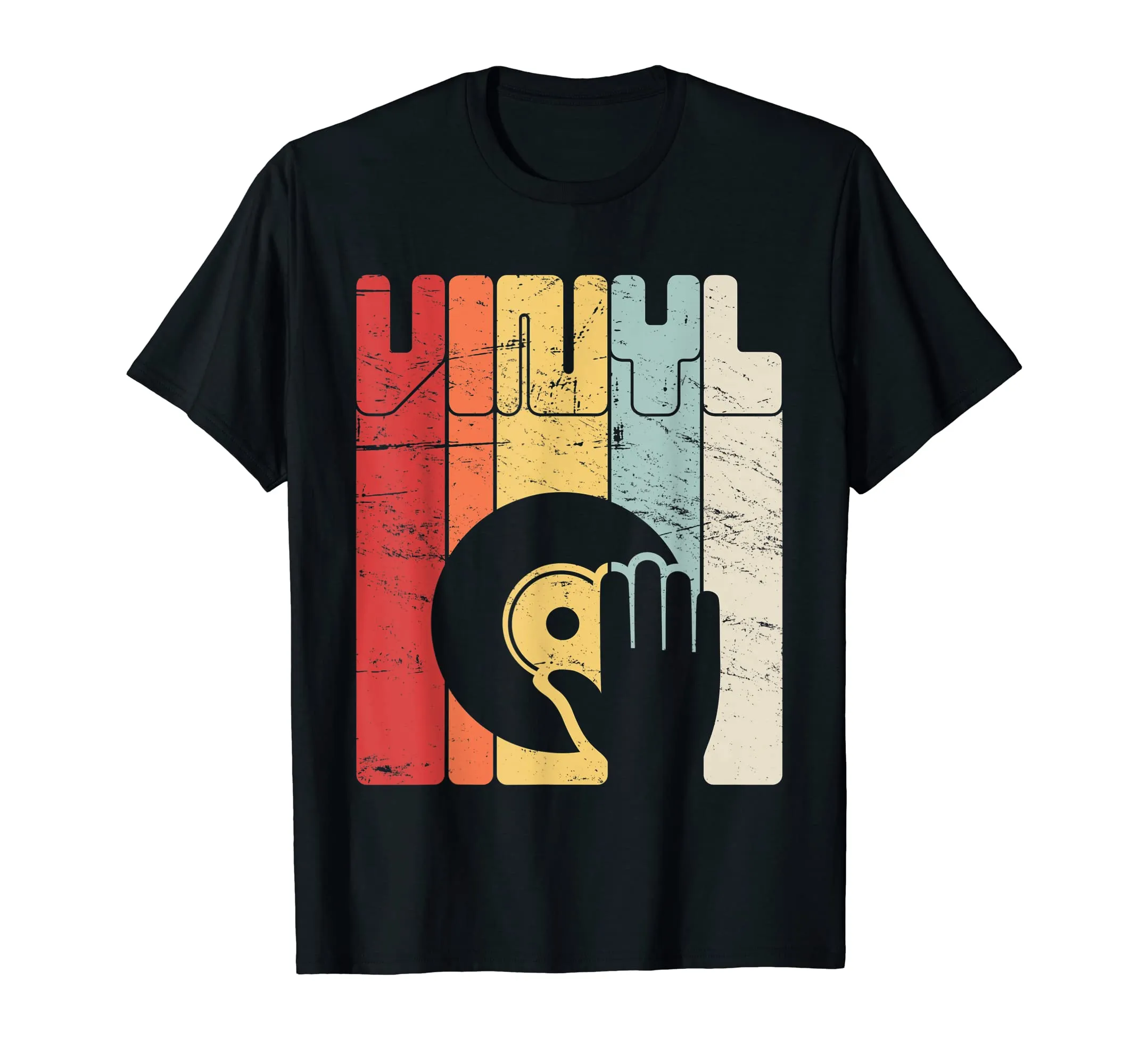 Retro Distressed Vinyl Record Turntable T-Shirt