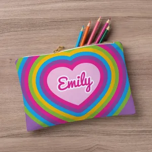 Retro Heart Personalized Zip Pouch