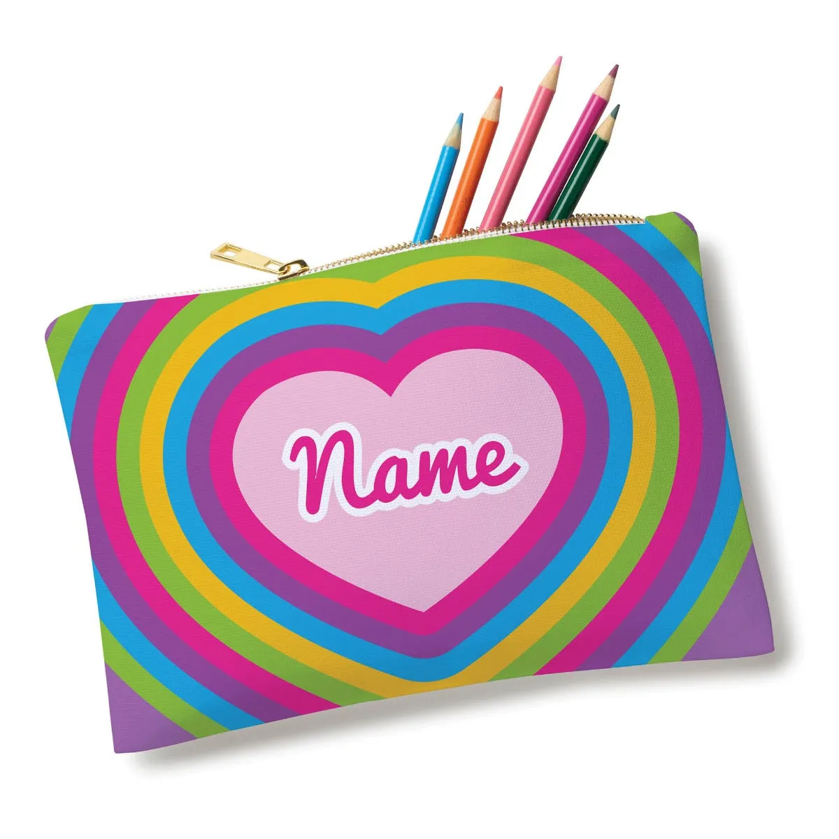 Retro Heart Personalized Zip Pouch