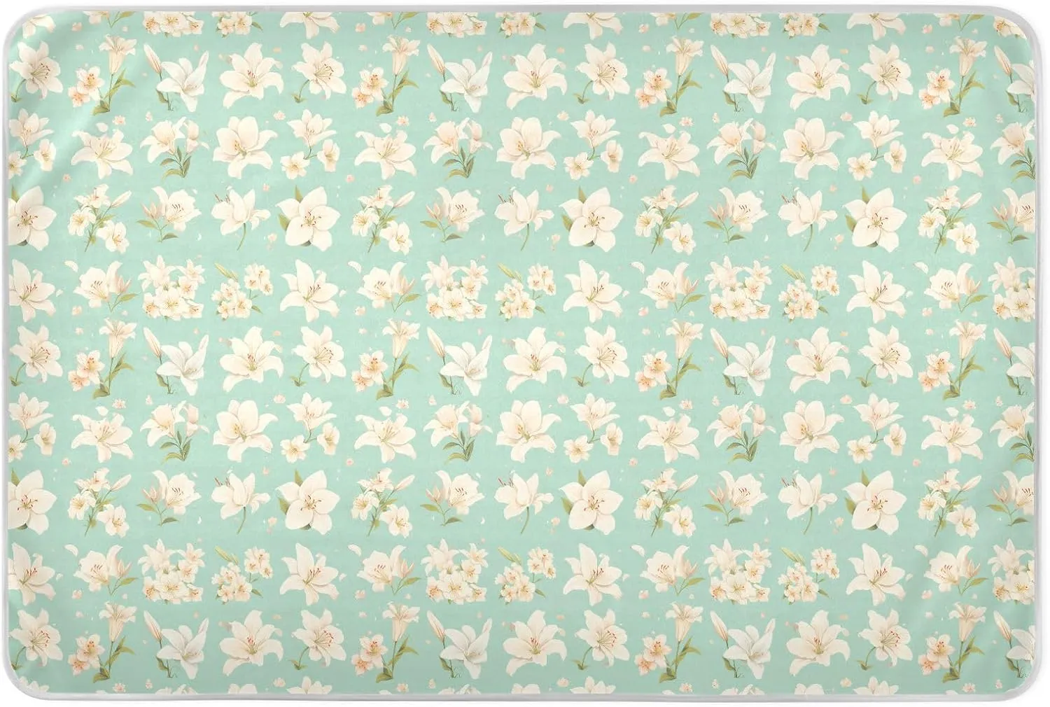 Retro Lilies Green Extra Large Resuable Toddler Mattress Pads Soft Absorbent Mattress Pad Anti-Lip Pee Mats for Kids Adults Pets 52" L x 34" W