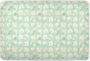 Retro Lilies Green Extra Large Resuable Toddler Mattress Pads Soft Absorbent Mattress Pad Anti-Lip Pee Mats for Kids Adults Pets 52" L x 34" W
