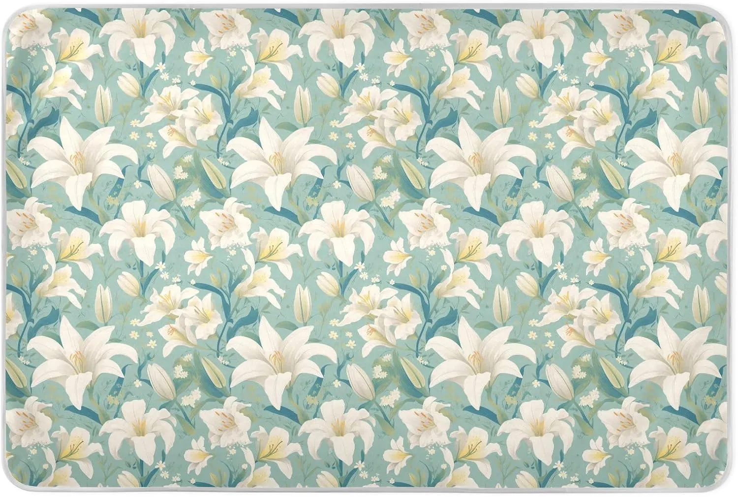 Retro Lilies Pale Green Extra Large Resuable Training Pee Pads for Kids Soft Absorbent Bed Wetting Pads Leakproof Quick Drying Pad Liner for Baby Boys Girls 52" L x 34" W
