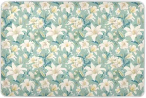 Retro Lilies Pale Green Extra Large Resuable Training Pee Pads for Kids Soft Absorbent Bed Wetting Pads Leakproof Quick Drying Pad Liner for Baby Boys Girls 52" L x 34" W