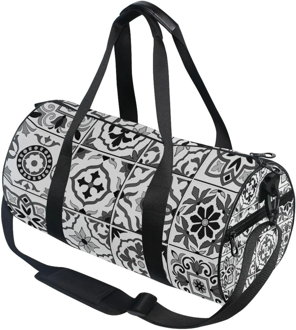 Retro Mandala Flowers, Islam, Arabic, Indian, Ottoman Tribal Ethnic Portable Gym Bag, Travel Bag, Luggage bag, Sports Bag, Toiletry Bag with Handles, Detachable Shoulder Strap 17.6 x 9 x 9 inch