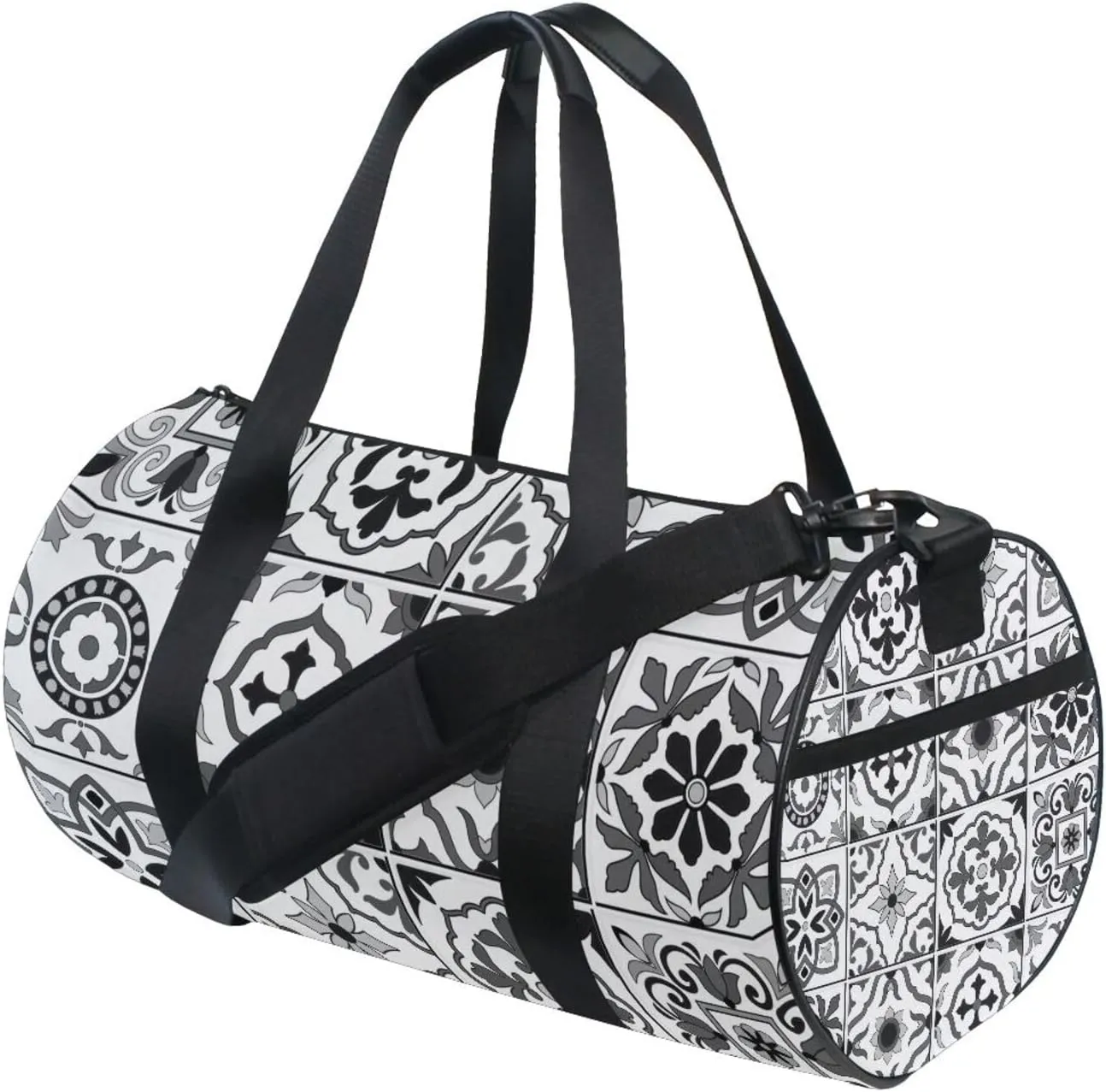 Retro Mandala Flowers, Islam, Arabic, Indian, Ottoman Tribal Ethnic Portable Gym Bag, Travel Bag, Luggage bag, Sports Bag, Toiletry Bag with Handles, Detachable Shoulder Strap 17.6 x 9 x 9 inch