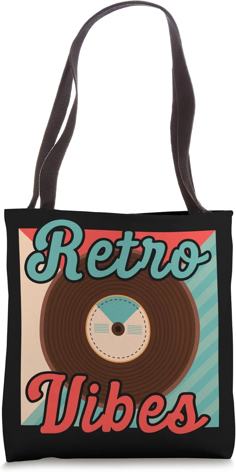 Retro Vibes Vinyl Record Rave Music Trance Techno Raver EDM Tote Bag