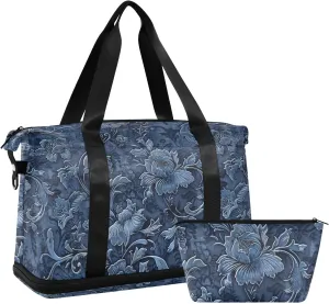 Retro Vintage Victorian Duffel Bags Overnight Carry On Tote and Luggage Gym Tote Bag with Adjustable Strap for Trip Foldable
