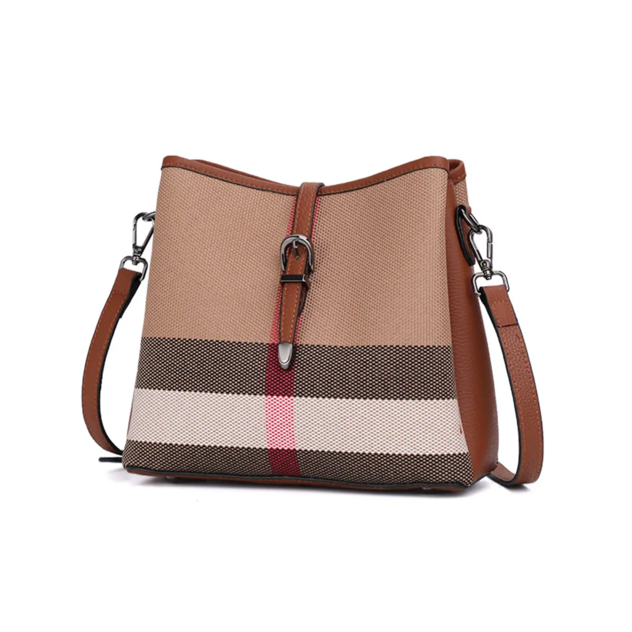 Rica Weave Checkered Canvas Tote Bag