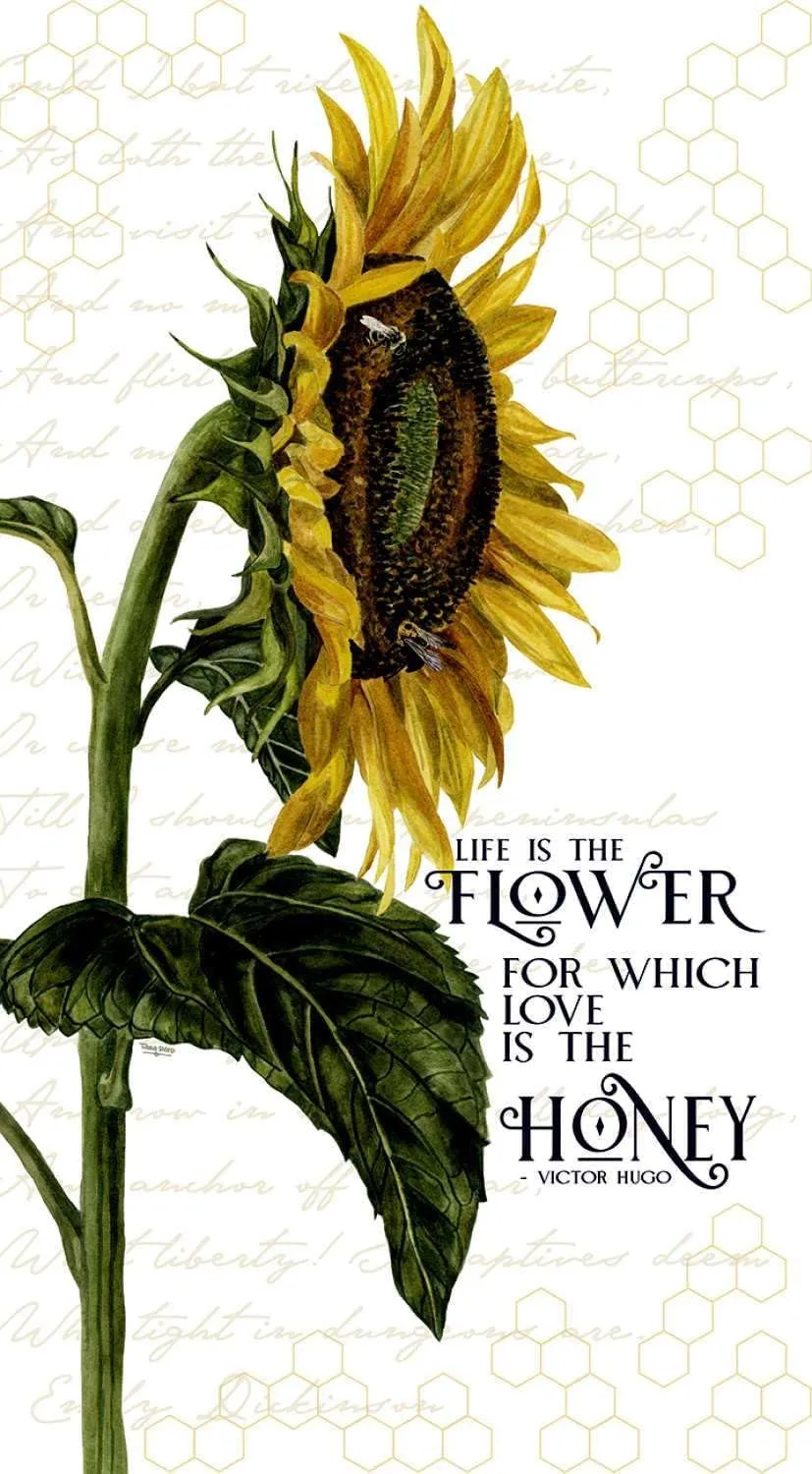 Riley Blake Honey Bees and Flowers Please Sunflower Words, Fabric by The Yard (White)