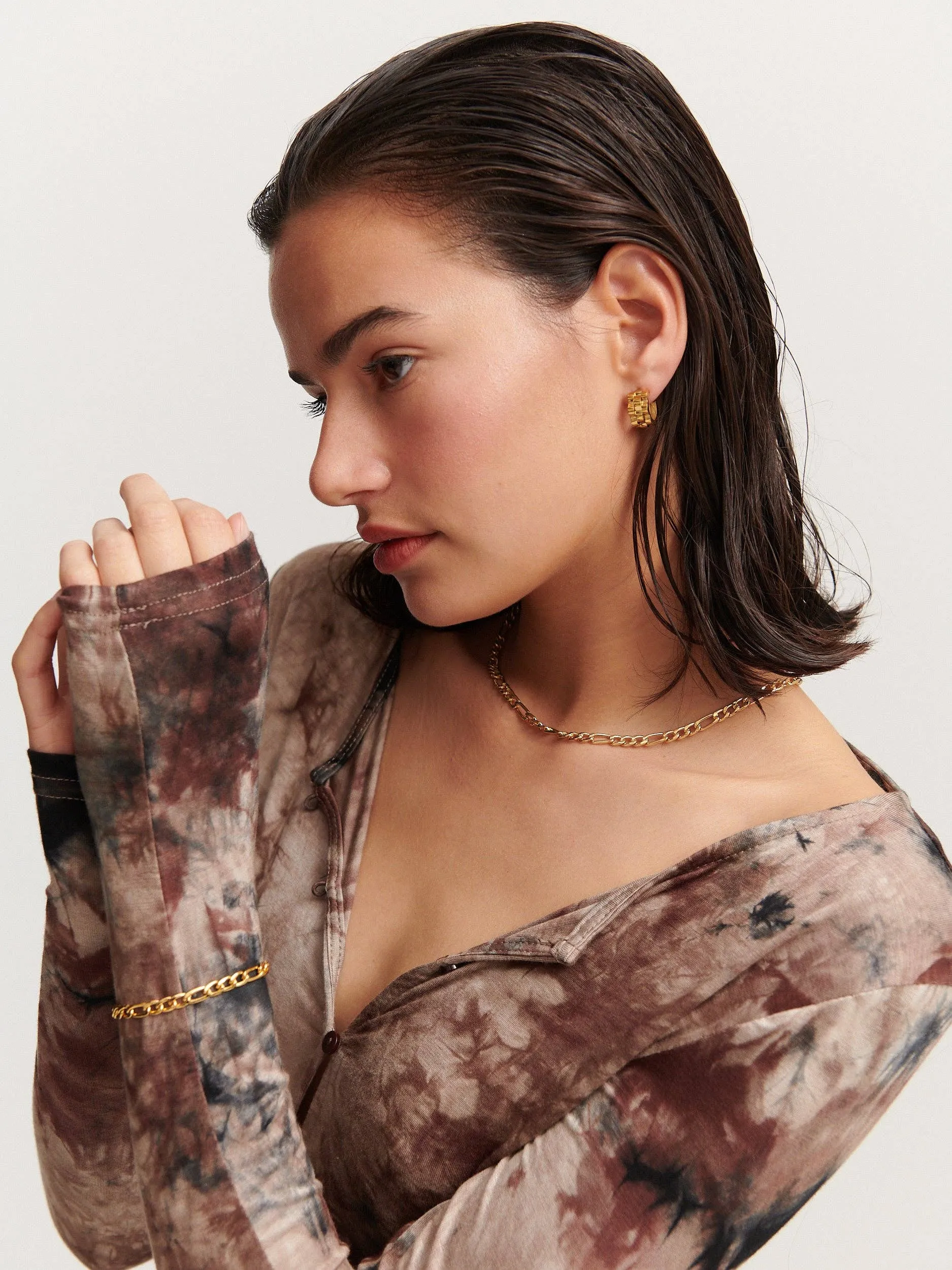 Ripple Earrings - Gold Pleated