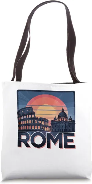 Rome Colosseum Vatican Sunset Art Tote Bag