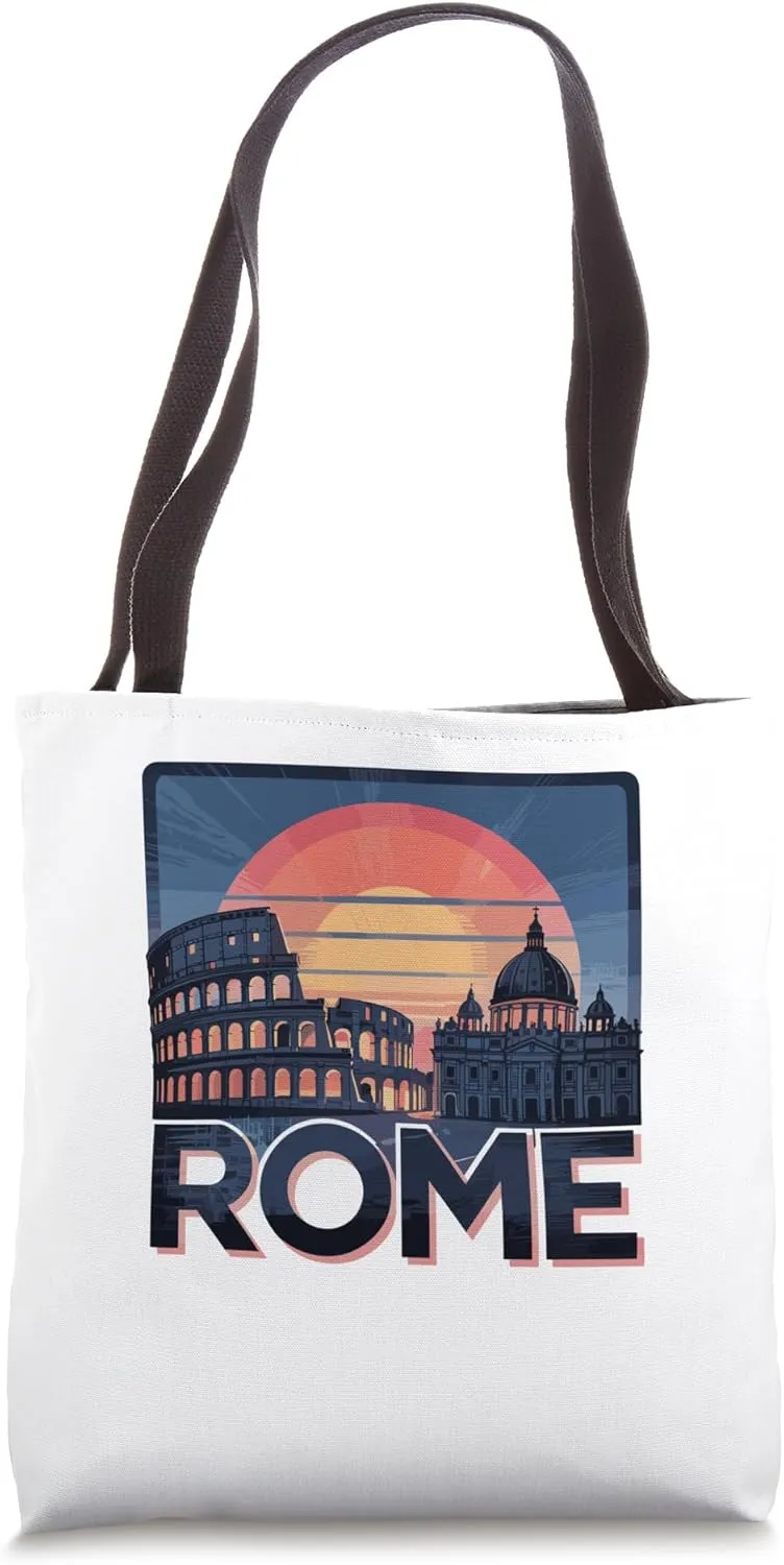 Rome Colosseum Vatican Sunset Art Tote Bag