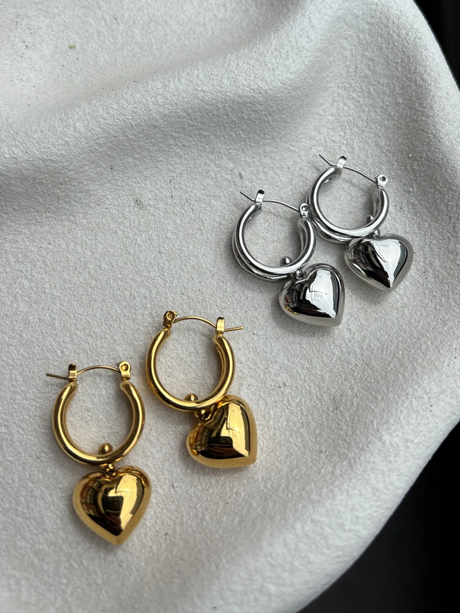 Rome Heart White Gold Plated Earrings