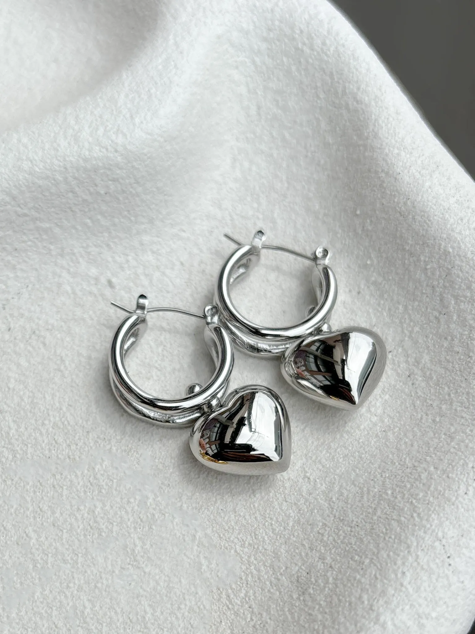 Rome Heart White Gold Plated Earrings