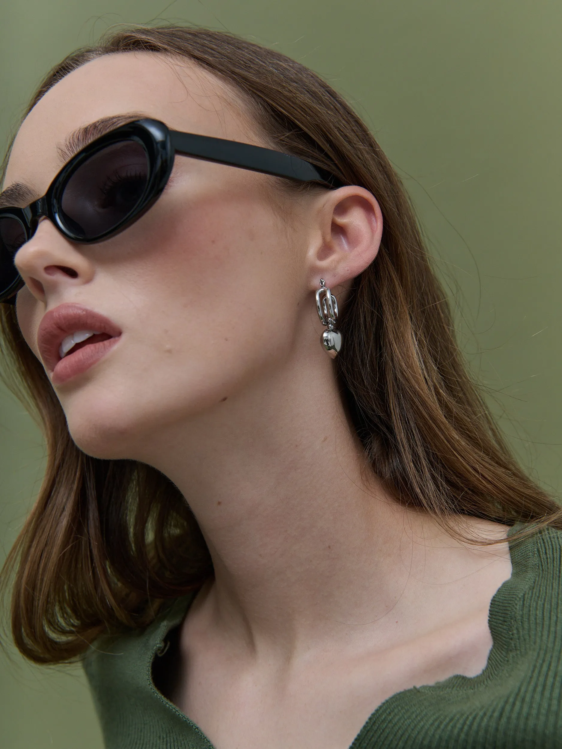 Rome Heart White Gold Plated Earrings