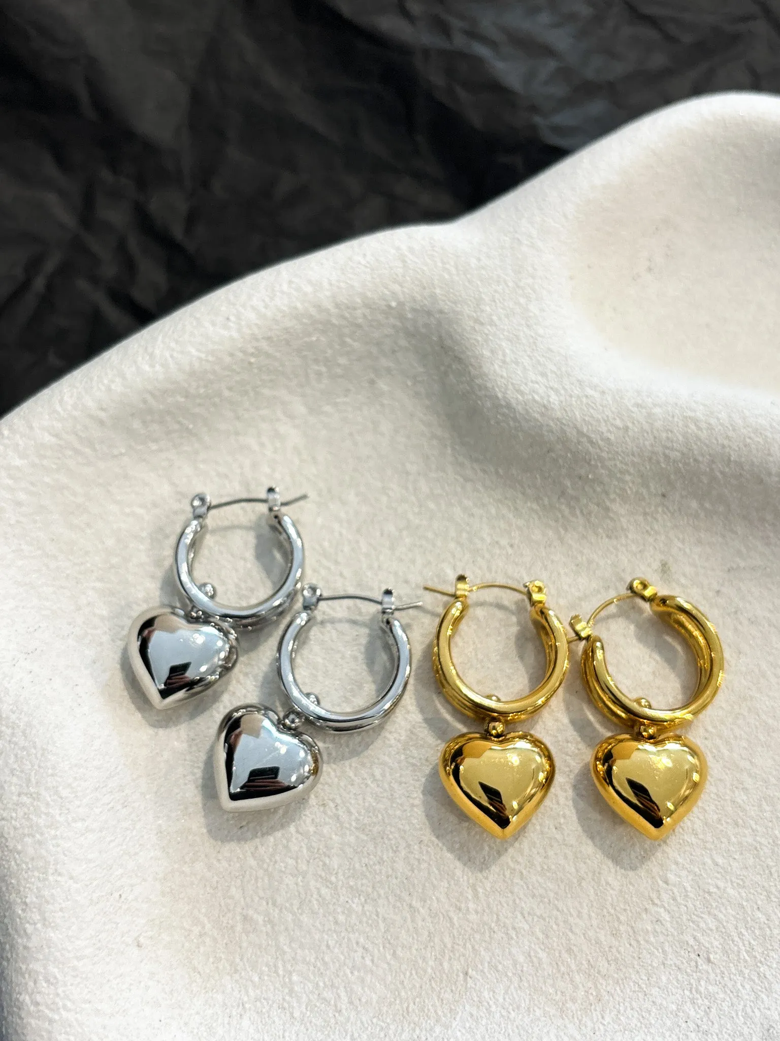 Rome Heart White Gold Plated Earrings