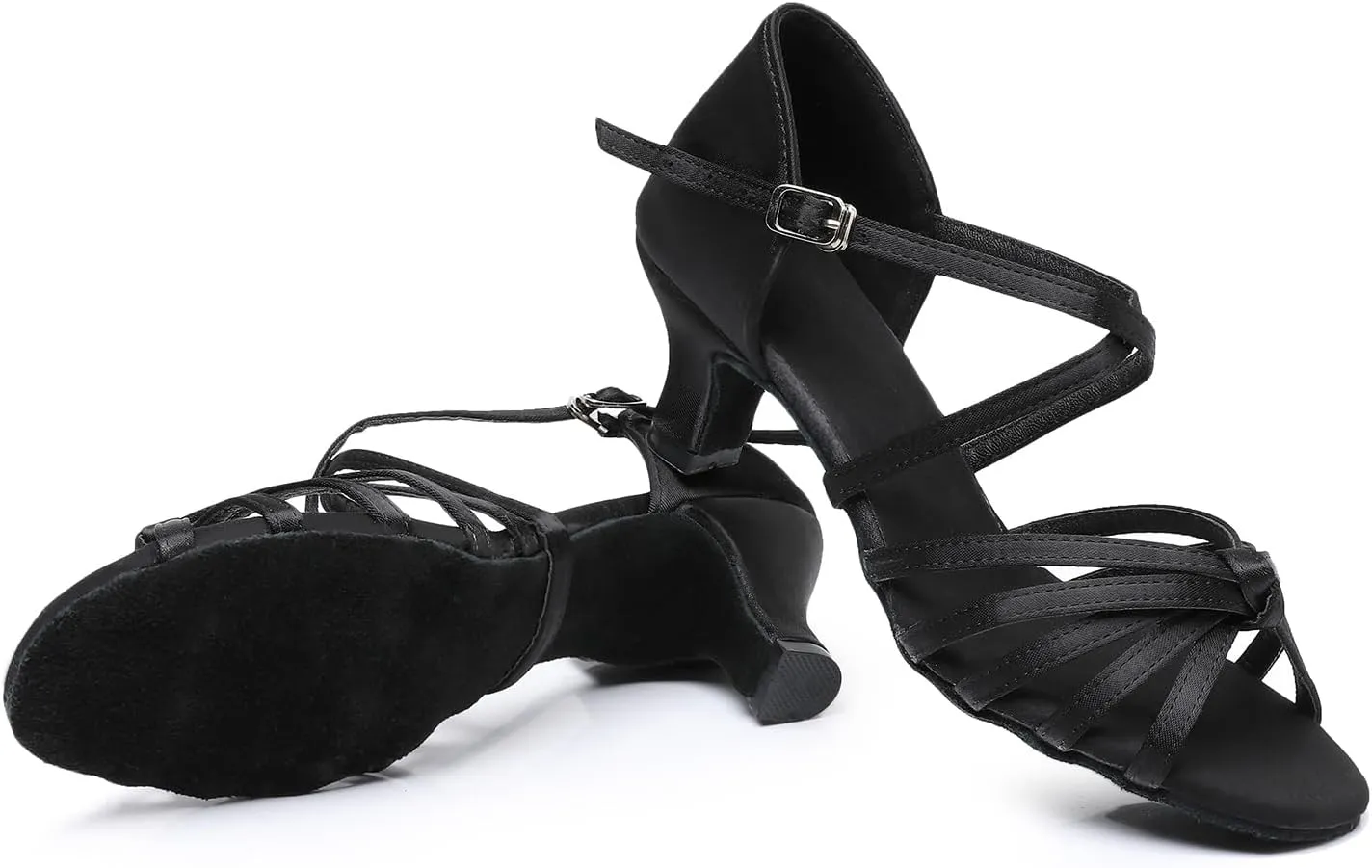 Rosefinch Women Ballroom Dance Shoes Latin Salsa Bachata Performance Dance Dancing Shoes 2" Black 3.5US