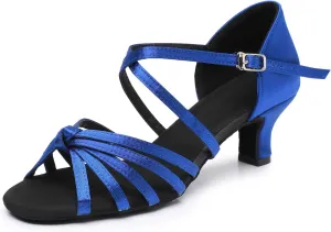 Rosefinch Women Ballroom Dance Shoes Latin Salsa Bachata Performance Dance Dancing Shoes 2" Black 3.5US