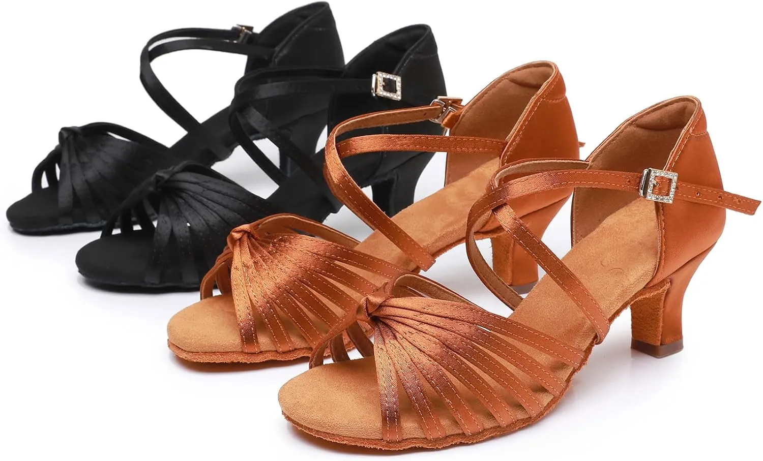 Rosefinch Women's Latin Dance Shoes Satin Professional Ballroom Salsa Practice Performance Dance Shoes