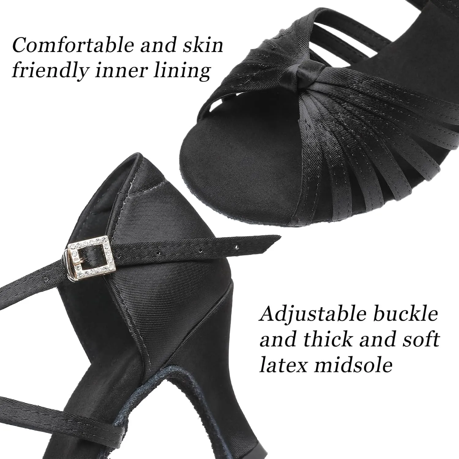 Rosefinch Women's Latin Dance Shoes Satin Professional Ballroom Salsa Practice Performance Dance Shoes