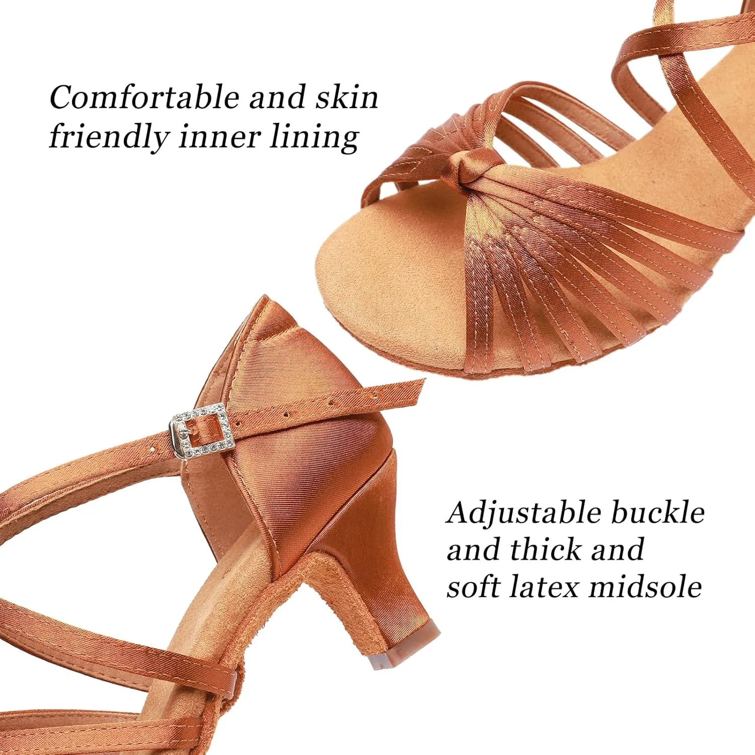 Rosefinch Women's Latin Dance Shoes Satin Professional Ballroom Salsa Practice Performance Dance Shoes
