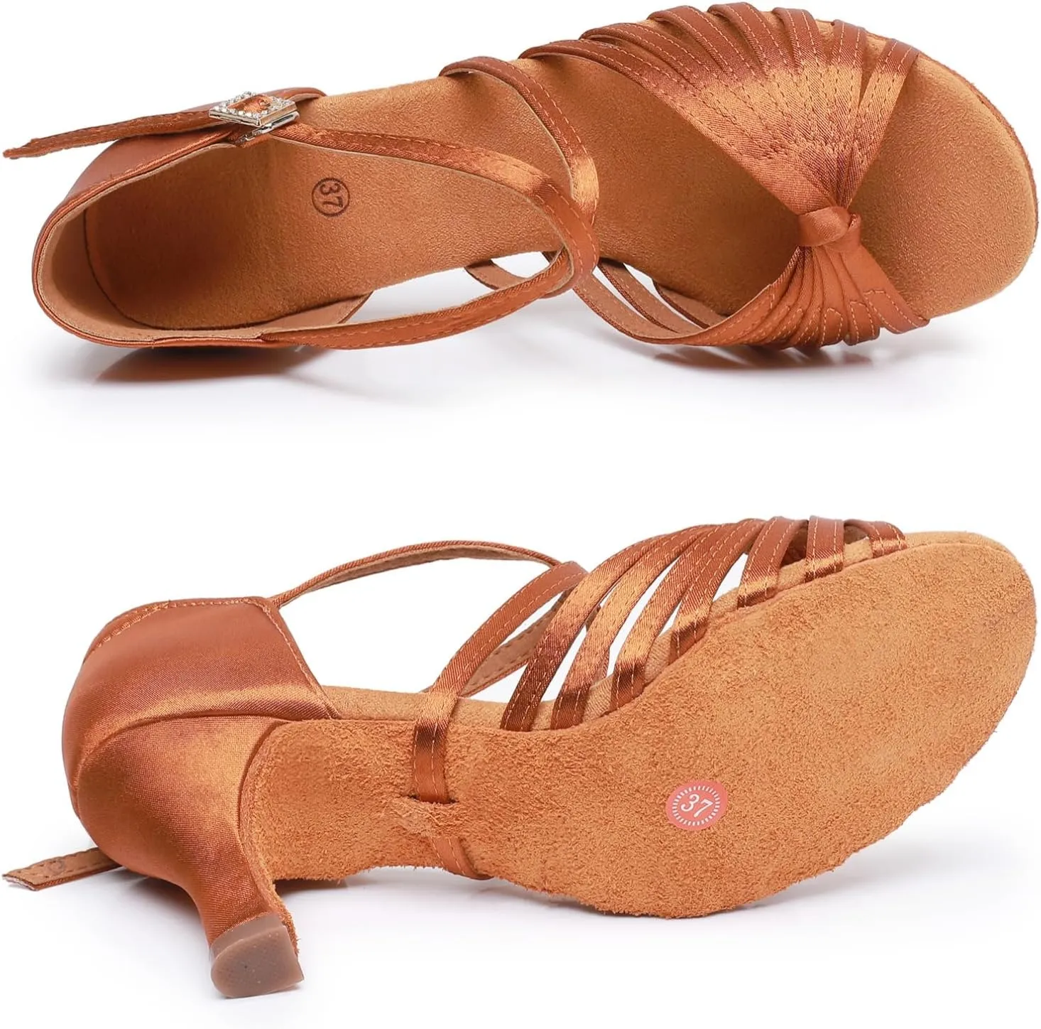 Rosefinch Women's Latin Dance Shoes Satin Professional Ballroom Salsa Practice Performance Dance Shoes